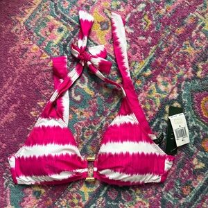 Ralph Lauren NWT Pink and White Tie Dye Bikini Top